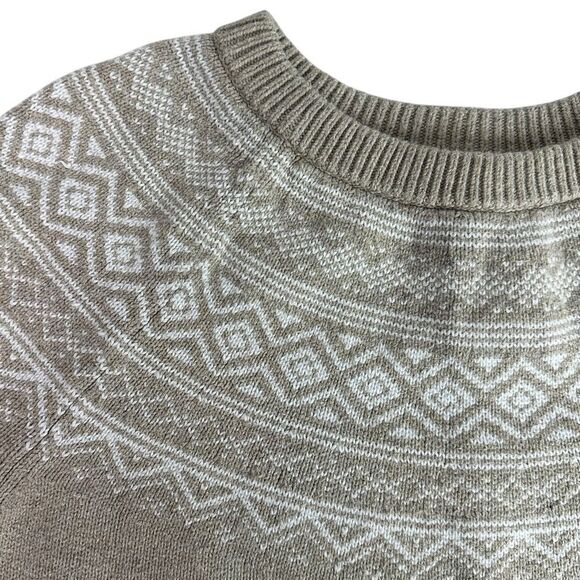 Talbots Women’s Pullover Fair Isle size Medium Beige White Sweater - Picture 3 of 6